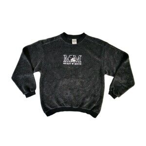 The Disney Store Sweatshirt Black Terry Crew Mickey Mouse Women's Small Sweater